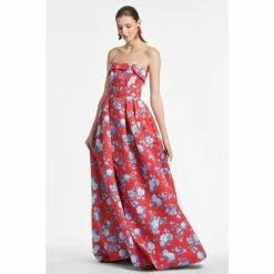 Sachin & Babi Brielle Gown - Red & Blue Floral Dresses Red & Blue Floral