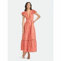 Sachin & Babi Georgia Dress Dresses Striped Orange Shibori