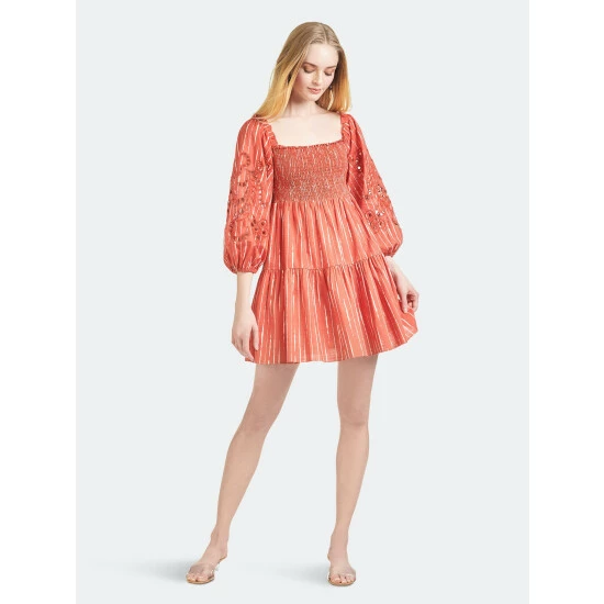 Sachin & Babi Lola Dress Dresses Striped Orange Shibori 1 Sachin & Babi Lola Dress Dresses Striped Orange Shibori