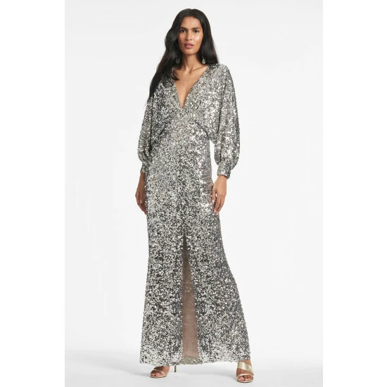 Sachin & Babi Gabby Gown - Silver Sequins Dresses 1 Sachin & Babi Gabby Gown - Silver Sequins Dresses
