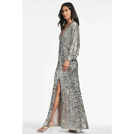Sachin & Babi Gabby Gown - Silver Sequins Dresses 3 Sachin & Babi Gabby Gown - Silver Sequins Dresses - Image 3