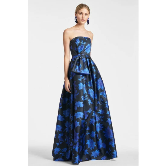 Sachin & Babi Ainsley Gown - Royal Blue Dalia Multi Dresses 2 Sachin & Babi Ainsley Gown - Royal Blue Dalia Multi Dresses - Image 2