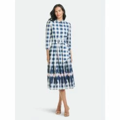 Sachin & Babi Mari Dress Dresses Indigo Check With Shibori