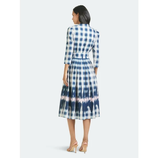 Sachin & Babi Mari Dress Dresses Indigo Check With Shibori 4 Sachin & Babi Mari Dress Dresses Indigo Check With Shibori - Image 4