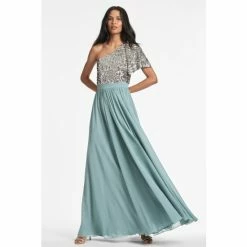 Sachin & Babi Jolie Gown - Silver Steel Blue Dresses