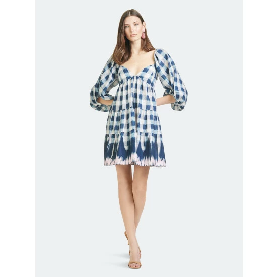 Sachin & Babi Kyle Dress Dresses Indigo Check With Shibori 2 Sachin & Babi Kyle Dress Dresses Indigo Check With Shibori - Image 2